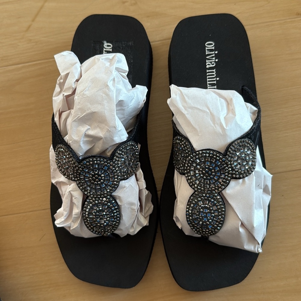 WOMEN RHINESTONE FLIP FLOPS THICK SOLE PLATFORM SANDALS SUMMER BEACH SHOE SZ 6.5 - Picture 12 of 12
